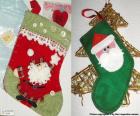 Рождественские носки оформлены в Санта-Клауса